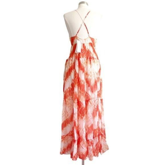 Rococo Sand Orange Tie Dye Chiffon Maxi Dress - Picture 4 of 10